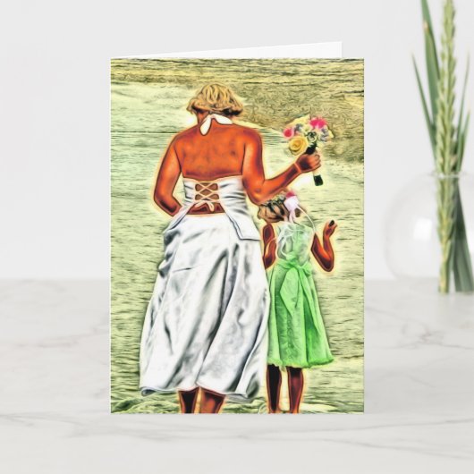 Blume Mädchen und Braut, Hochzeit Glückwunsch Karte (Vorderseite)