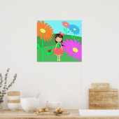 Blume, Mädchen und Ladybug Poster (Küche)