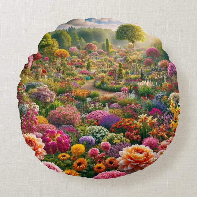 Blume Magic - ein Farbparadies Rundes Kissen (Vorderseite)