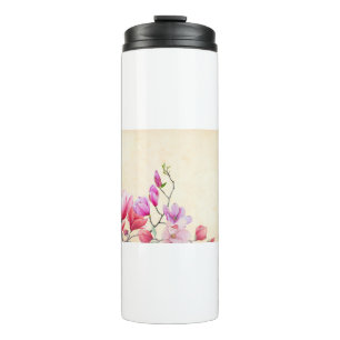 Blume Magnolia Wasserfarbener Frühling Vintag Thermosbecher