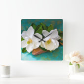 Blume | Magnolische Blume Quadratische Wanduhr (Zuhause)