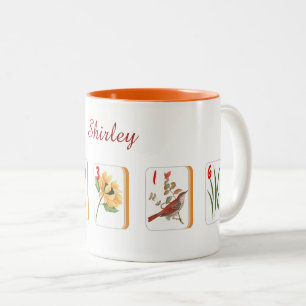 Blume Mahjong Tiles personalisierte Mug Zweifarbige Tasse