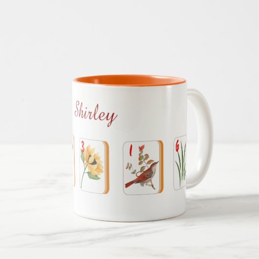 Blume Mahjong Tiles personalisierte Mug Zweifarbige Tasse (VorderseiteRechts)