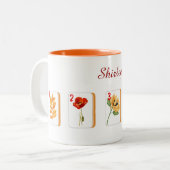 Blume Mahjong Tiles personalisierte Mug Zweifarbige Tasse (Vorderseite Links)