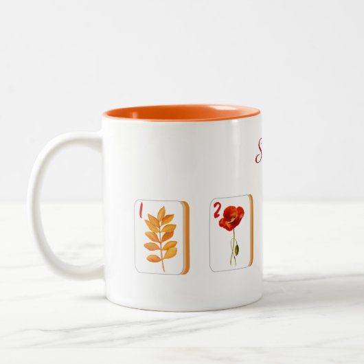 Blume Mahjong Tiles personalisierte Mug Zweifarbige Tasse (Links)