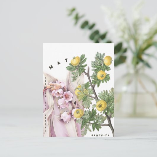 Blume Mai Lily of the Valley Hawthorn Postkarte (Stehend Vorderseite)