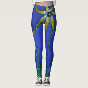 Blume Malerei der Originalkunst auf Leggings