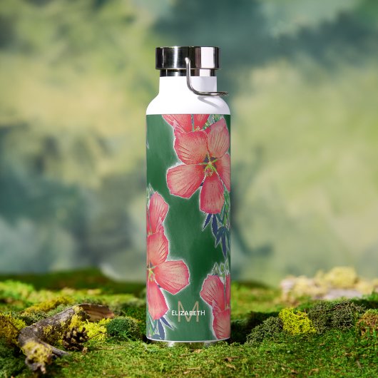 Blume-Malerei mit grün rosa Hibiskus Trinkflasche (Außenbereich)