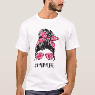 Blume Mama Leben Messy Bun Haare Sonnenbrille Pink T-Shirt