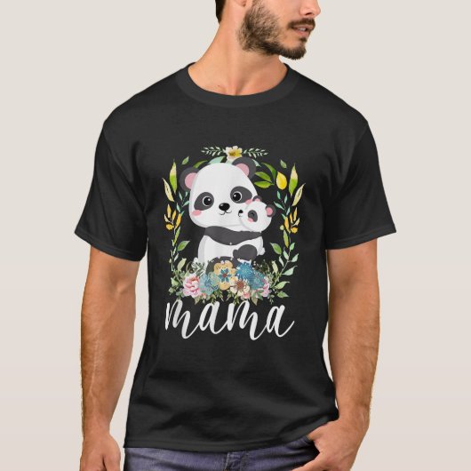 Blume Mama Niedlich Baby Panda Animal Mama Mütter T-Shirt (Vorderseite)