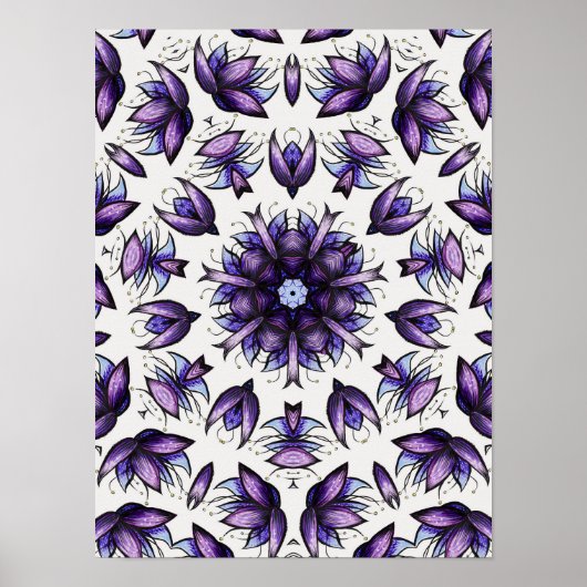 Blume Mandala Abstrakt Kaleidoskopisches Muster Poster (Vorne)