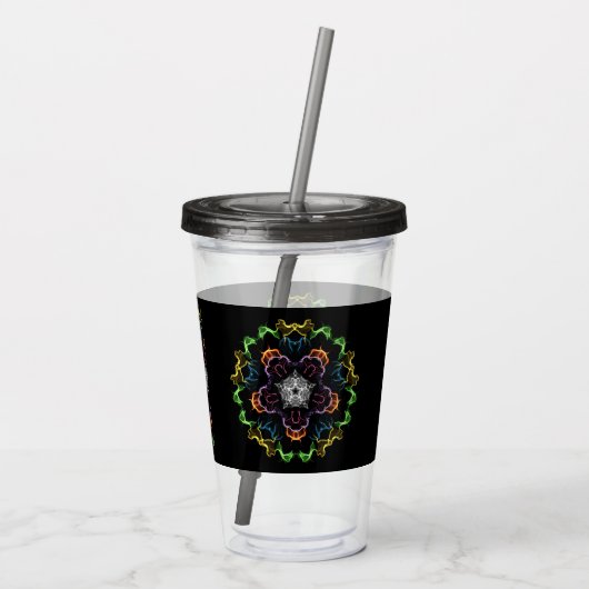 Blume Mandala Acryltrinkbecher (Rückseite)