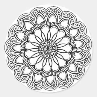 BLUME MANDALA ART FÜR SPIRITUELLE MEDITUNG RUNDER AUFKLEBER
