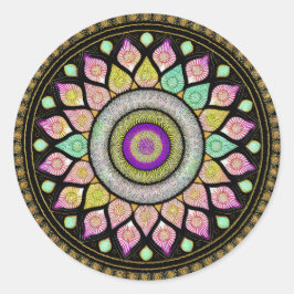 BLUME MANDALA ART FÜR SPIRITUELLE MEDITUNG RUNDER AUFKLEBER