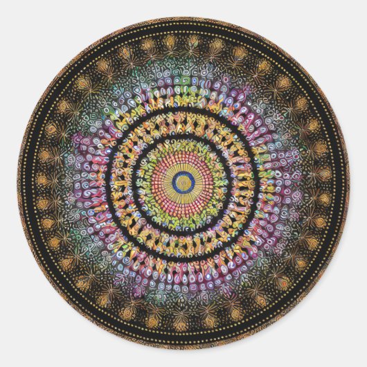 BLUME MANDALA ART FÜR SPIRITUELLE MEDITUNG RUNDER AUFKLEBER (Vorderseite)