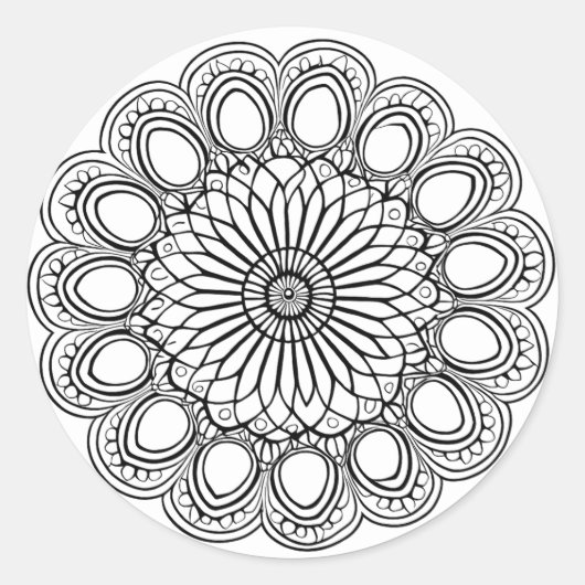 BLUME MANDALA ART FÜR SPIRITUELLE MEDITUNG RUNDER AUFKLEBER (Vorderseite)