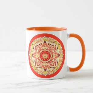 Blume Mandala auf Mandarin Orange Tasse