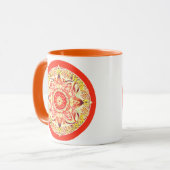 Blume Mandala auf Mandarin Orange Tasse (Vorderseite Links)