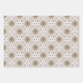 Blume Mandala Batik Muster auf Weiß-Blau-Rosa Geschenkpapier Set (Vorderseite)