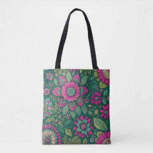 Blume Mandala Blüten rosa grün Tasche