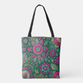 Blume Mandala Blüten rosa grün Tasche (Rückseite)