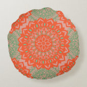 Blume Mandala Coral Rundes Kissen (Rückseite)