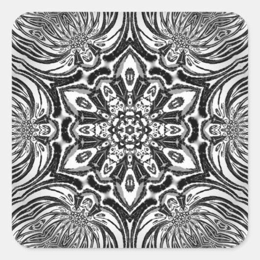 Blume Mandala Design Quadratischer Aufkleber (Vorderseite)