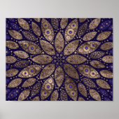 Blume Mandala - Dot Art - Lila und Gold Poster (Vorne)