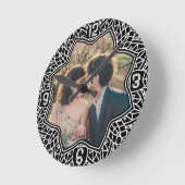 Blume Mandala Floral Shaped Custom Foto Black Runde Wanduhr (Winkel)