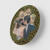 Blume Mandala Floral Shaped Foto Black Gold Deko Runde Wanduhr (Winkel)