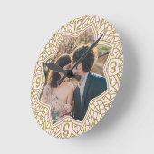 Blume Mandala florales Foto Blush Pink Gold Runde Wanduhr (Winkel)