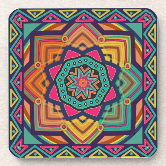 Blume Mandala Getränkeuntersetzer (Vorderseite)