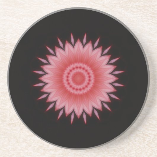 Blume Mandala in Rosa Sandstein Untersetzer (Vorne)
