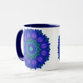 Blume Mandala mit leuchtenden Blautönen Tasse (Vorderseite Links)
