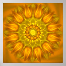 Blume Mandala mit leuchtenden Gelbtönen Poster