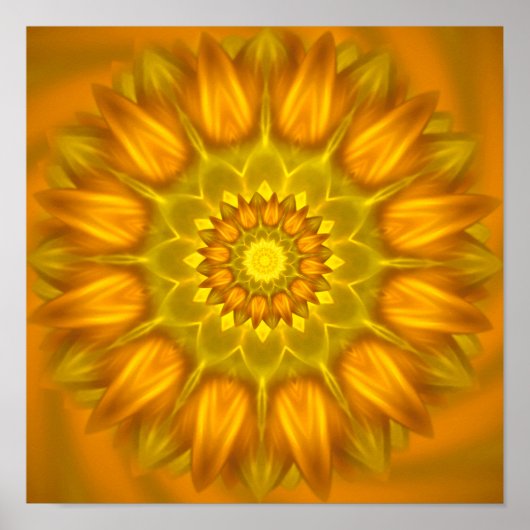 Blume Mandala mit leuchtenden Gelbtönen Poster (Vorne)