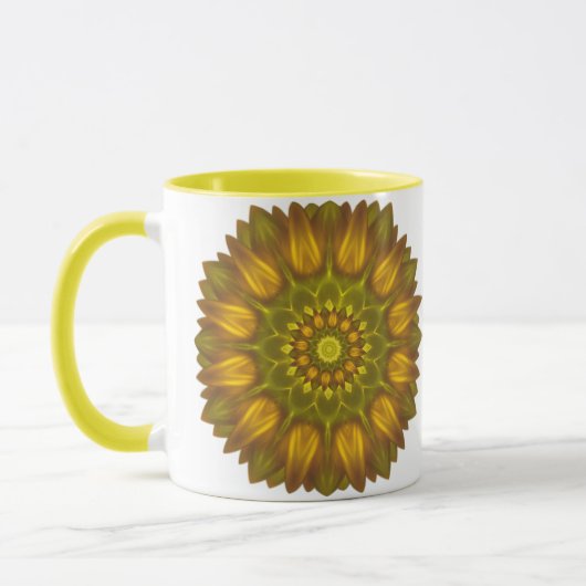 Blume Mandala mit leuchtenden Gelbtönen Tasse (Links)