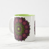 Blume Mandala mit Lila Grüntönen Zweifarbige Tasse (Vorderseite Links)