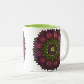 Blume Mandala mit Lila Grüntönen Zweifarbige Tasse (VorderseiteRechts)