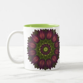 Blume Mandala mit Lila Grüntönen Zweifarbige Tasse