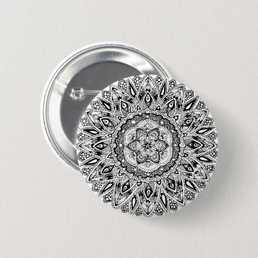 Blume Mandala mit Samen des Lebens Button (Vorne & Hinten)