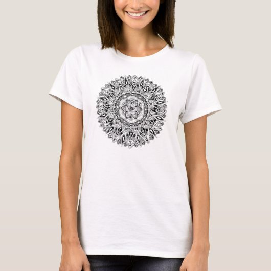 Blume Mandala mit Samen des Lebens T-Shirt (Vorderseite)
