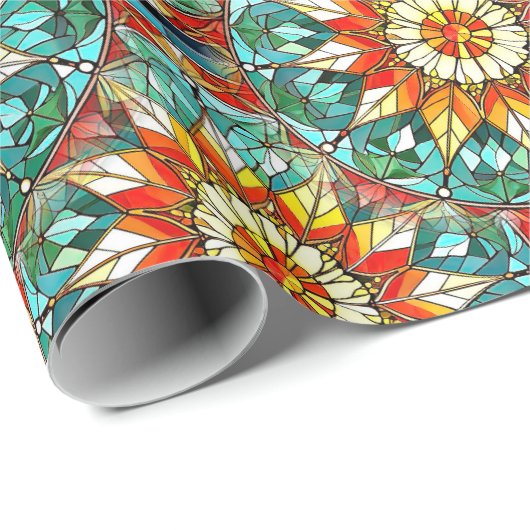 Blume Mandala Pattern Geschenkpapier (Rolleneckpunkt)