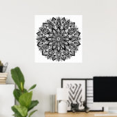 Blume Mandala Schwarzweiß Poster (Heimbüro)