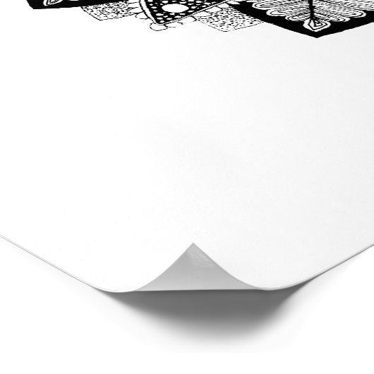 Blume Mandala Schwarzweiß Poster (Ecke)