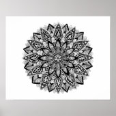 Blume Mandala Schwarzweiß Poster (Vorne)