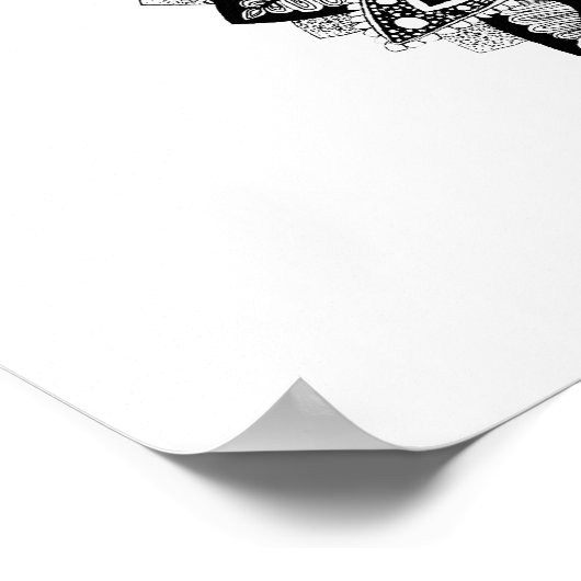 Blume Mandala Schwarzweiß Poster (Ecke)