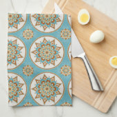 Blume Mandala, Türkis Geschirrtuch (Viertel Falte)