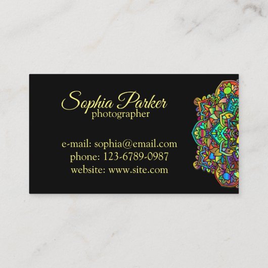Blume Mandala Visitenkarte (Rückseite)