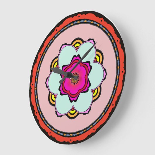 Blume Mandala Wall Clock Große Wanduhr (Winkel)